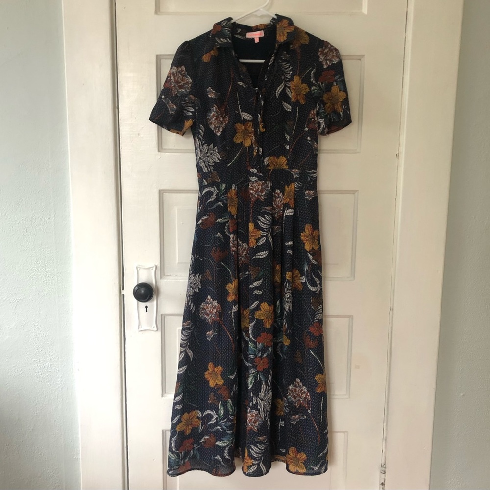 Re:named small navy blue floral dress